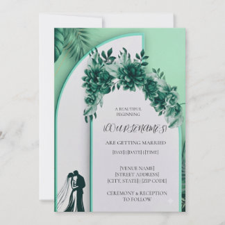 Faire-part de mariage floral vert