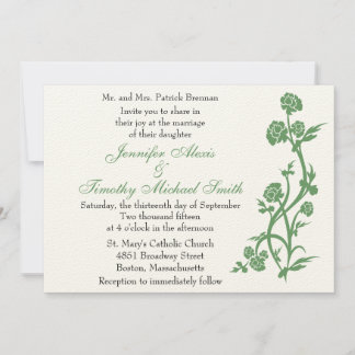 faire-part de mariage floral vert 5x7 Sage