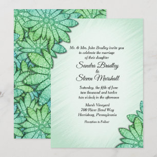 Faire-part de mariage floral vert chic