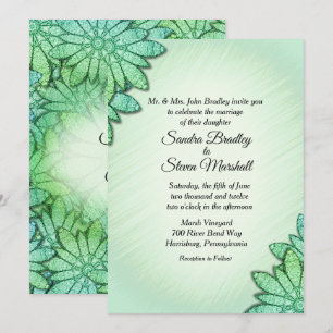 Faire-part de mariage floral vert élégant