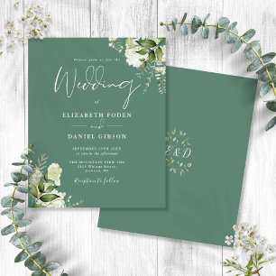 Faire-part de mariage floral vert eucalyptus à pet