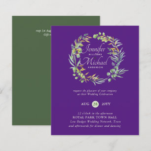 Faire-part de mariage Floral vert violet à faible