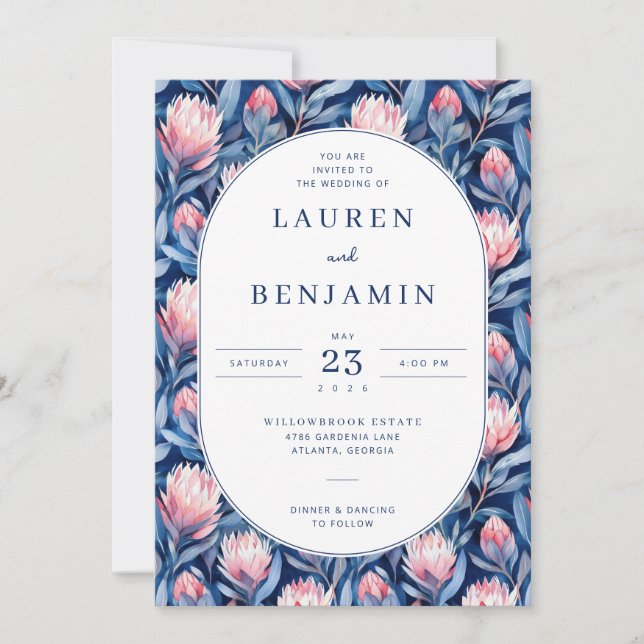 Faire-part de mariage floral vibrant (Devant)