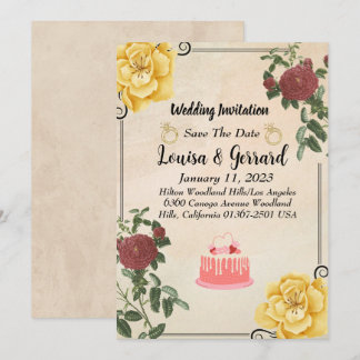 Faire-part de mariage Floral vintage