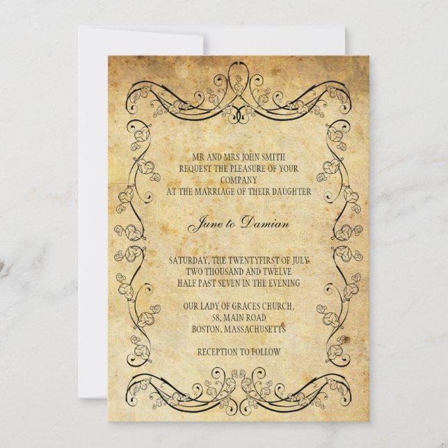 Faire-part de mariage Floral vintage (Devant)