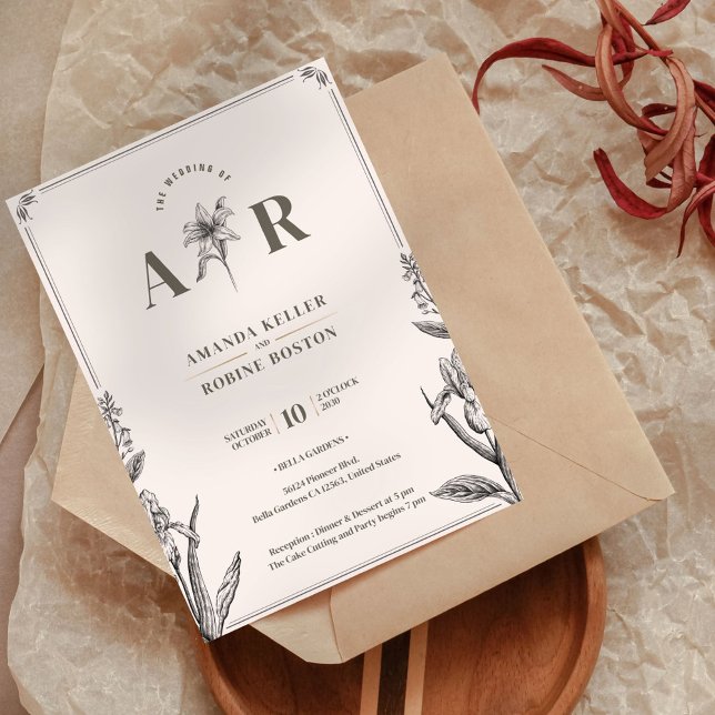 Faire-part de mariage Floral vintage (Créateur téléchargé)