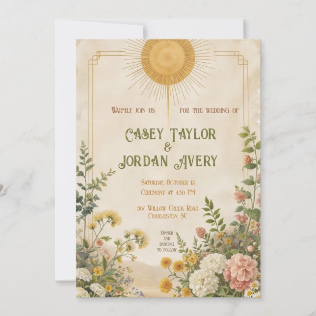 Faire-part de mariage Floral Vintage (Devant)