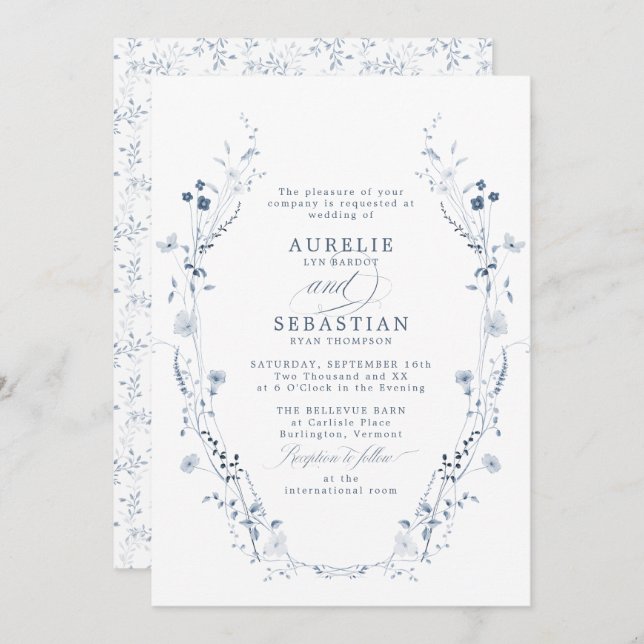 Faire-part de mariage Floral Vintage (Devant / Derrière)