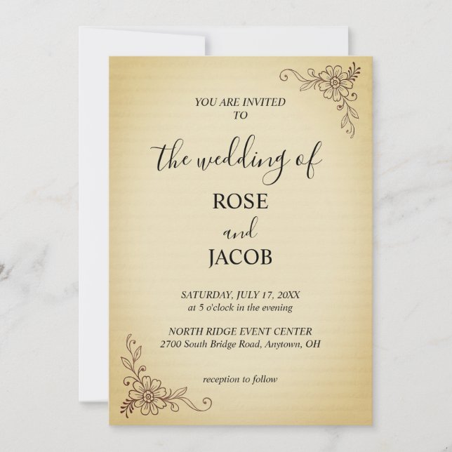 Faire-part de mariage Floral vintage (Devant)