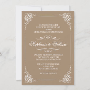 Faire-part de mariage floral Vintage à Mocha