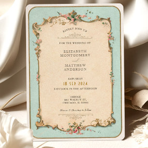 Faire-part de mariage floral vintage avec accent d