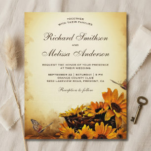 Faire-part de mariage floral vintage avec tourneso