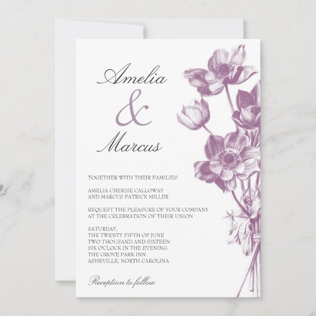 Faire-part de mariage floral Vintage / Blanc (Devant)