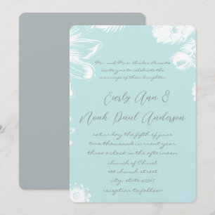 Faire-part de mariage floral vintage bleu sarcelle
