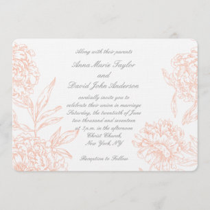 Faire-part de mariage floral Vintage de Coral Grey
