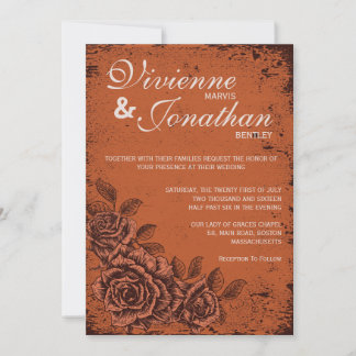Faire-part de mariage Floral vintage en rouille