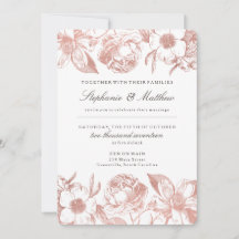 Faire-part de mariage Floral Vintage or rose