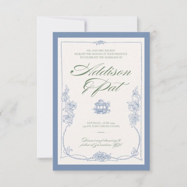 Faire-part de mariage floral Vintage romantique (Devant)