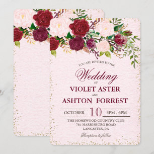 Faire-part de mariage floral vintage romantique d'