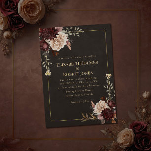 Faire-part de mariage floral vintage sorcier