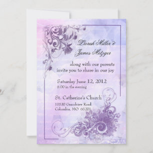 Faire-part de mariage floral -violet