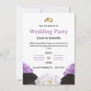 Faire-part de mariage floral violet élégant modifi