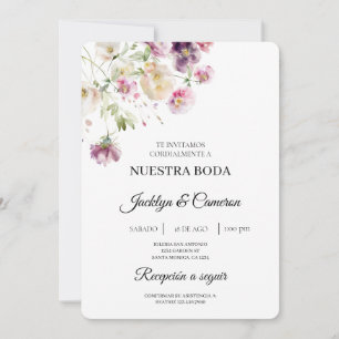 Faire-part de mariage Floral violet espagnol