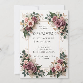 Faire-part de mariage floral violet moderne