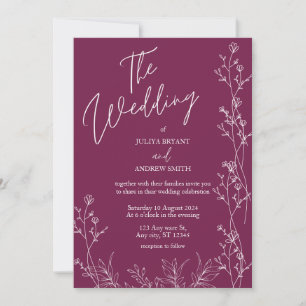 Faire-part de mariage floral violet Pensée