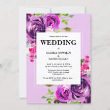 Faire-part de mariage floral violet romantique