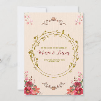 Faire-part de mariage florale Art nouveau