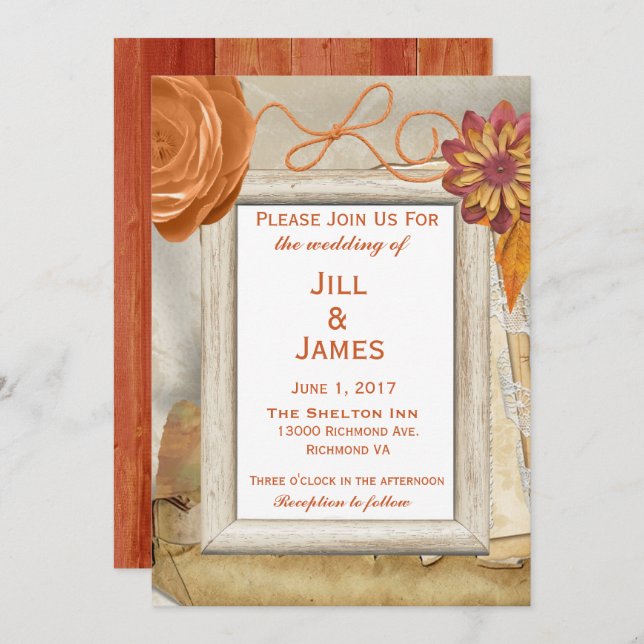 Faire-part de mariage florale automne (Devant / Derrière)