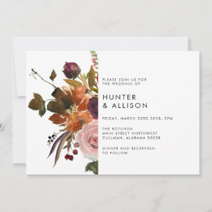 Faire-part de mariage florale automne