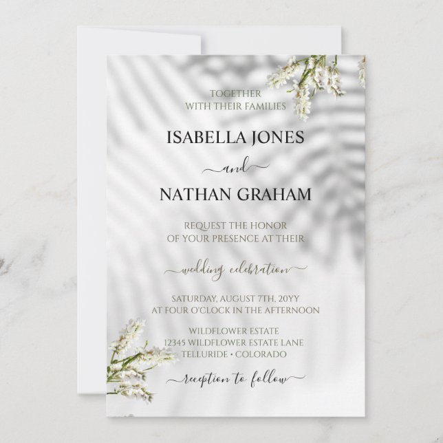 Faire-part de mariage Florale Bio, Script Moderne (Devant)