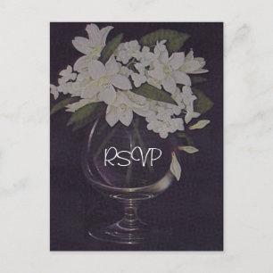 Faire-part de mariage florale blanche RSVP avec ph