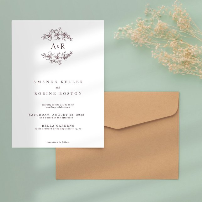 Faire-part de mariage florale classique moderne (Créateur téléchargé)