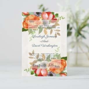 Faire-part de mariage florale d'aquarelle budgétai