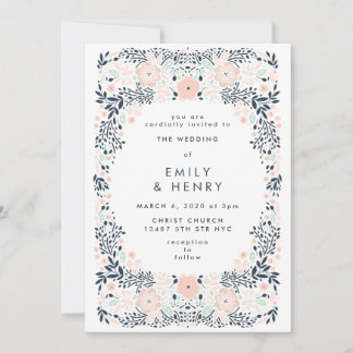 Faire-part de mariage florale de la Marine la plus