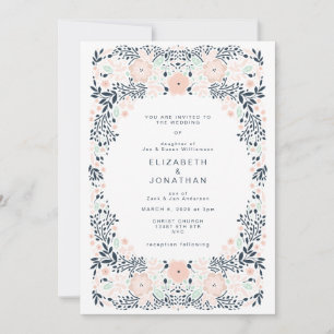 Faire-part de mariage florale de la Marine la plus