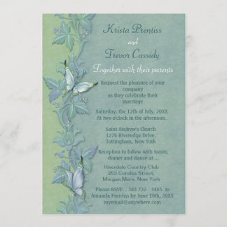 Faire-part de mariage florale de vol papillon