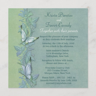 Faire-part de mariage florale de vol papillon