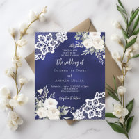 Faire-part de mariage florale en dentelle blanche