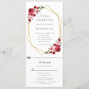 faire-part de mariage florale géométrique or avec