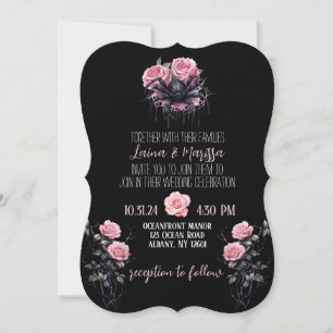 Faire-part de mariage florale gothique rose