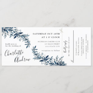 faire-part de mariage florale indigo avec rsvp att