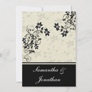 Faire-part de mariage florale noir et blanc