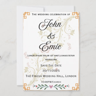 Faire-part de mariage Florale Or Luxe