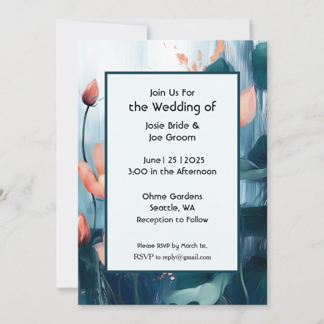 Faire-part de mariage florale romantique moderne (Devant)
