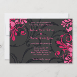 Faire-part de mariage florale rose et noire