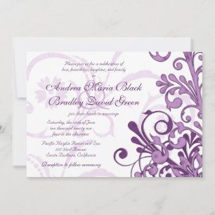 Faire-part de mariage florale violet et blanc